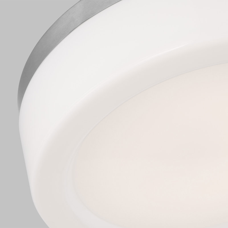 Helmes Single Light Glass LED Flush Mount, Brushed Nickel