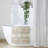 Woven Texture Stripe Bath Rug With Non-Skid Backing