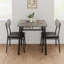 Ensemble de table de salle à manger 3 pièces pour 2 personnes, petite table de cuisine carrée avec 2 chaises rembourrées, support de rangement intégré et structure en métal, coin-repas compact, gris moderne