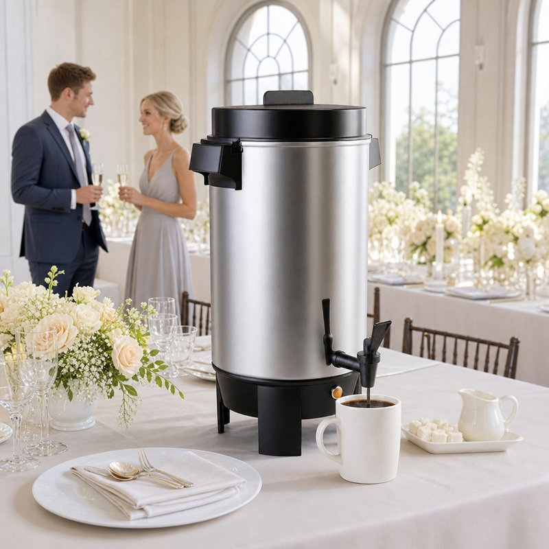Cafetière professionnelle à piston, distributeur de boissons chaudes de 6 litres (40 tasses) avec double bec verseur anti-gouttes, filtre à mailles réutilisable et maintien au chaud entre 84 et 94 °C (183 et 201 °F), en aluminium