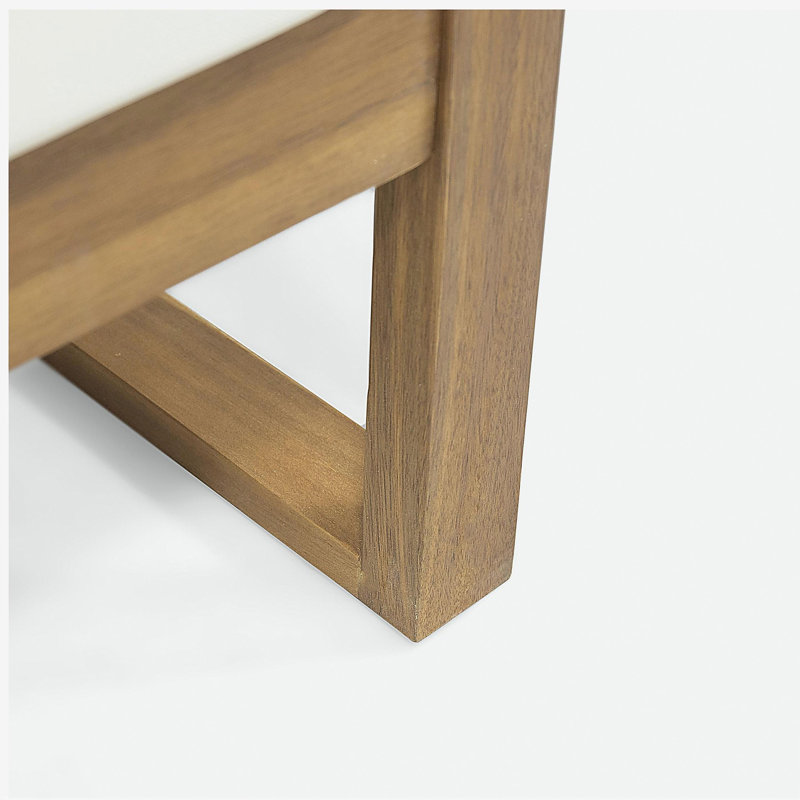 Causeuse et table basse Belge, Coussin blanc / structure naturelle