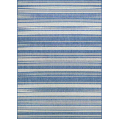 Fierce Alhambra Beige-Blue Indoor/Outdoor Round Rug