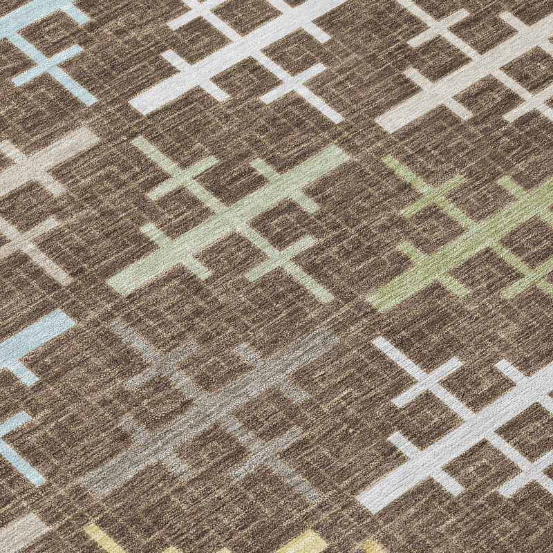 Machine Washable Indoor/Outdoor Chantille ACN2850 Geometric Rug, 2'3" x 7'6" Runner, Chocolate