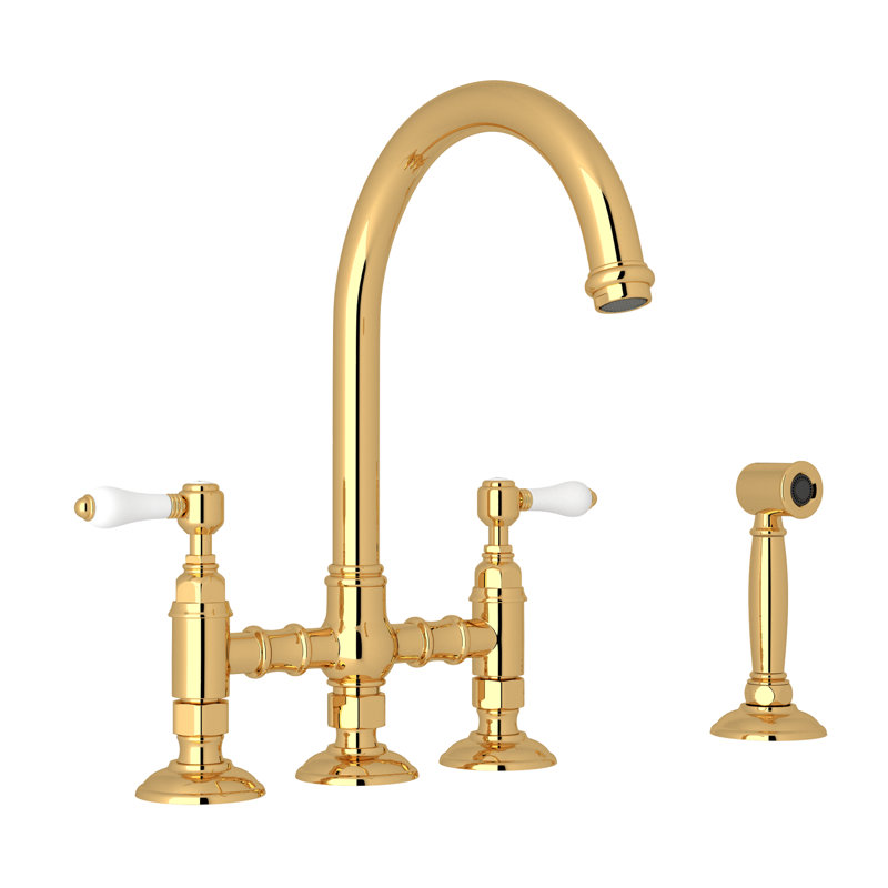 San Julio Bridge Faucet with Accessories, Italian Brass