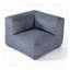 Canapé d'angle modulaire au sol, une place, avec housse amovible aspect lin gris