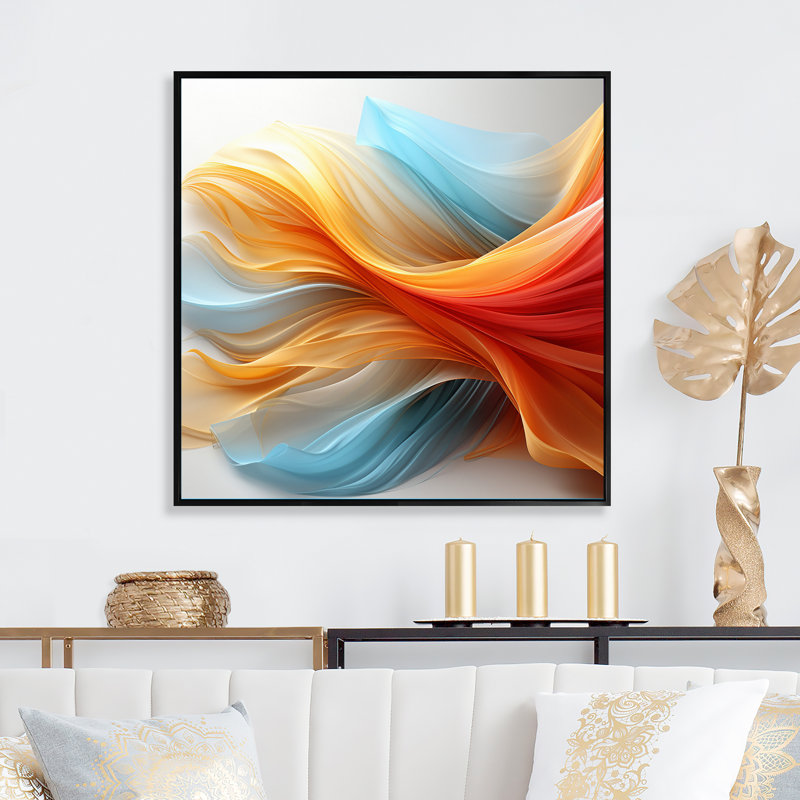 Contemporary Contemporary Waves - Imprimé, H 16 po x l 16 po x P 1 po, Cadre flottant noir