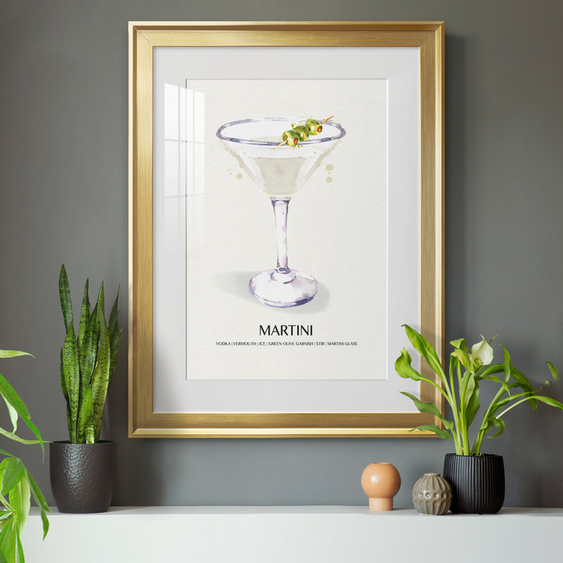 Martini - peinture encadrée, H 22,5 po x l 30,5 po x P 1,5 po, Or