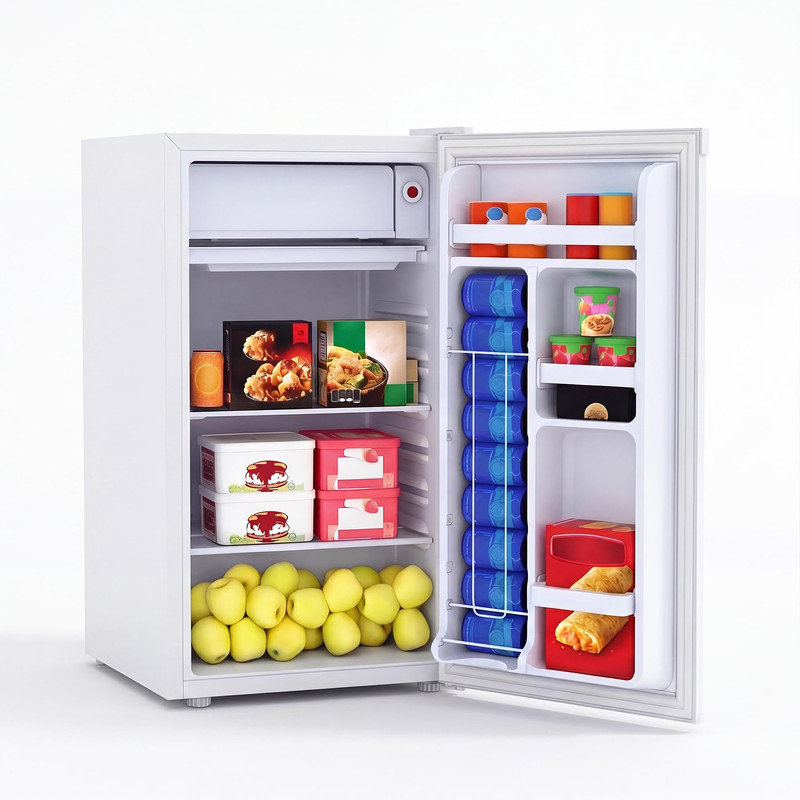 Mini réfrigérateur à faible bruit de 4,5 pieds cubes avec congélateur - Porte simple réversible, petit réfrigérateur écoénergétique pour chambre à coucher, dortoir, bureau