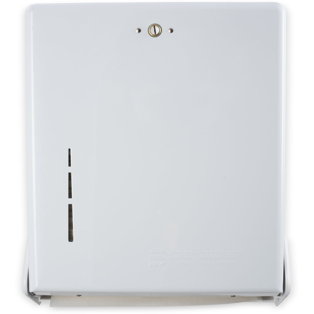 True Fold Metal Front Cabinet Towel Dispenser in Chrome San Jamar 