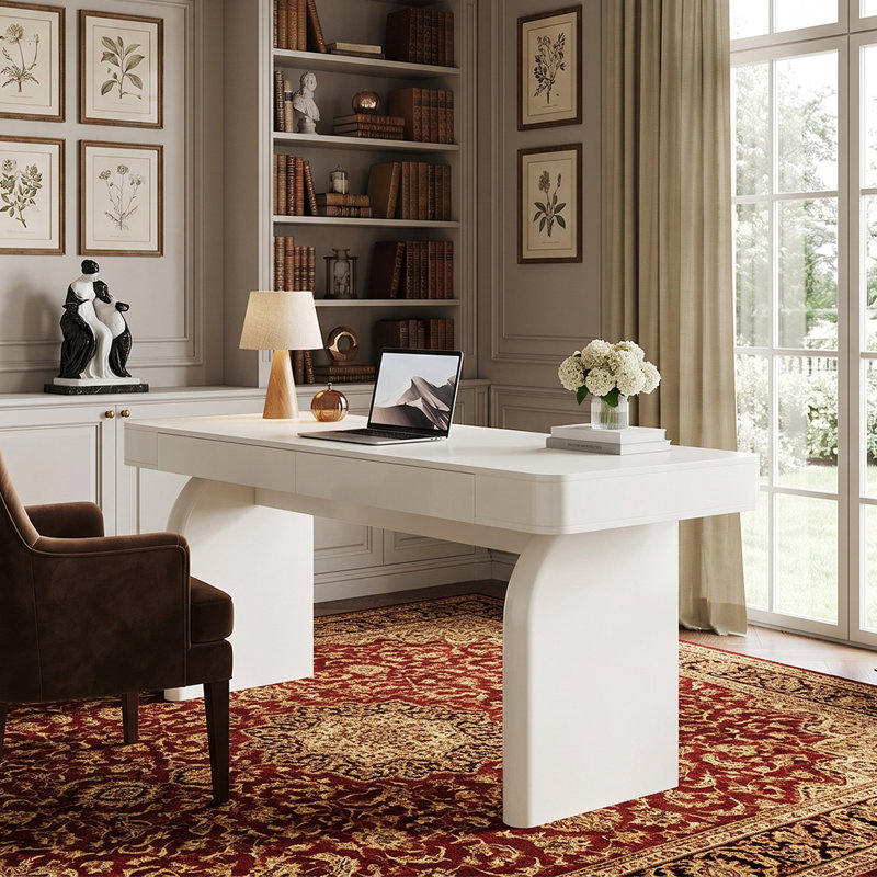 Bureau de direction 63 po avec tiroirs, bureau de luxe Moern