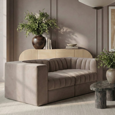 Rummi Velvet Performance Fabric Upholstered 2Pc. Modular Sofa