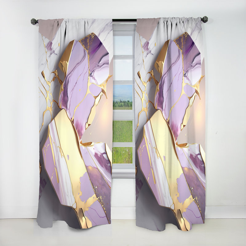 Vickery - Abstract Marble Curtain - Blackout Marble Curtain - 1 Panels, 52" W x 95" L