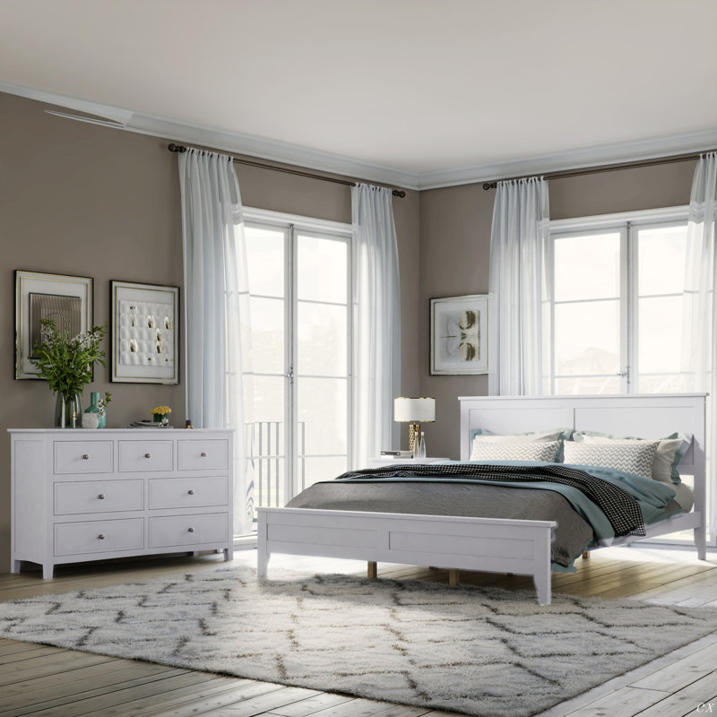 Solid Wood 3 Pieces Bedroom Sets, Queen