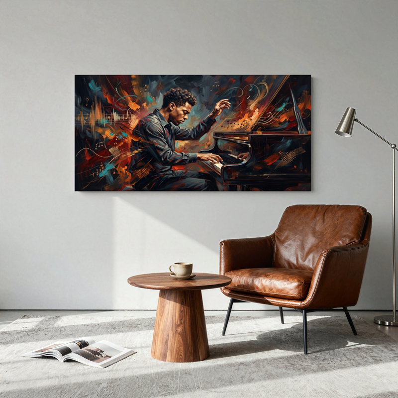 Ensemble d'une toile murale d'art musical, L 58 po x H 28 po, Toile tendue