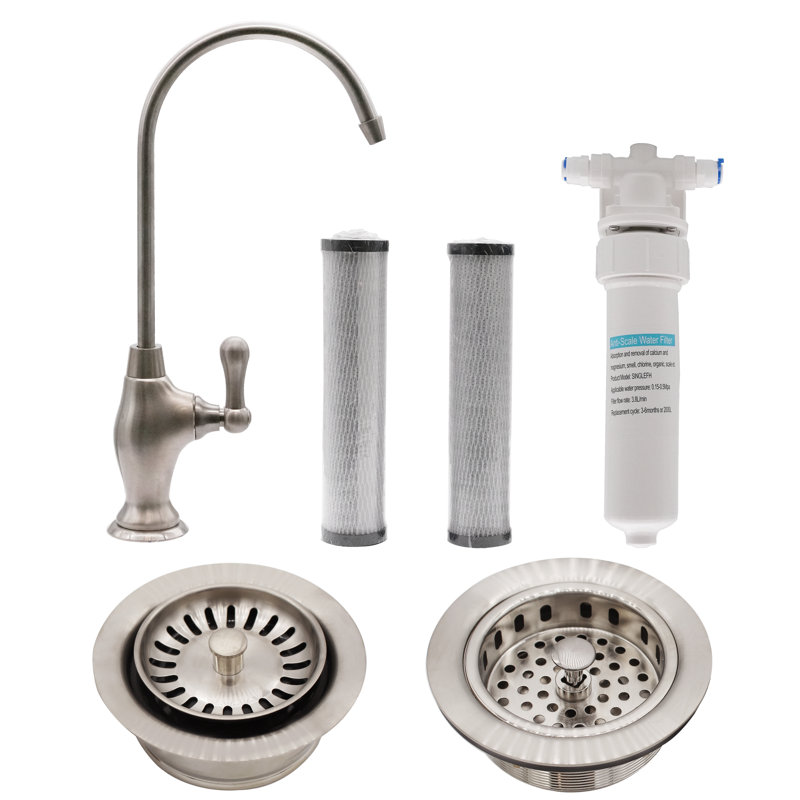 Westbrass Kitchen Faucet with Soap Dispenser, Satin Nickel