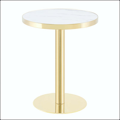 Modern Luxury 23.6" Round Bistro Table with Faux White Marble Top