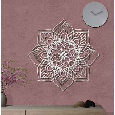 Décoration murale abstraite mandala en métal, décoration florale créative en métal