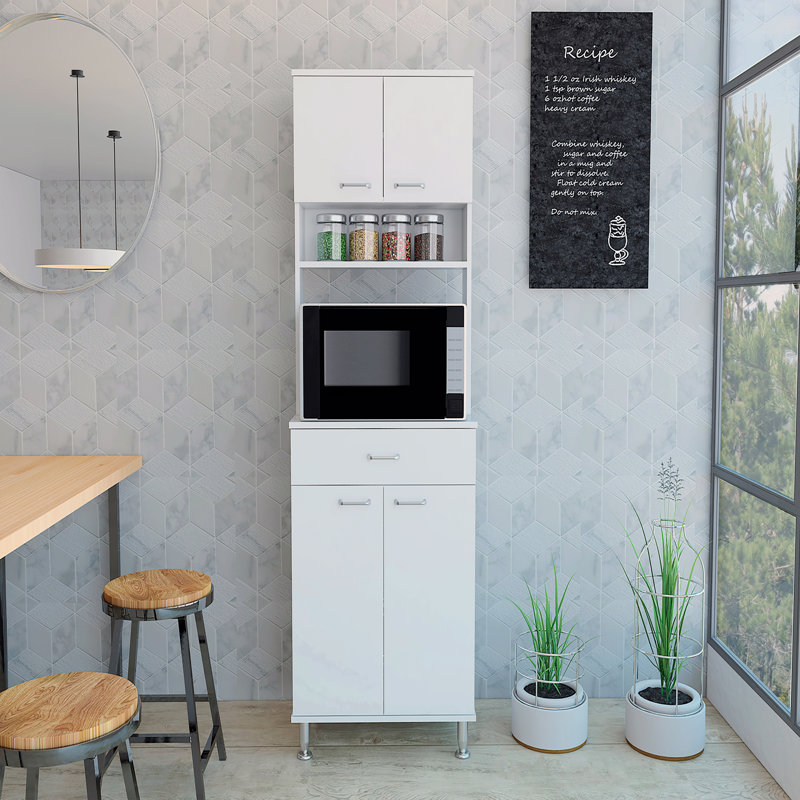 Pantry Piacenza,Two Double Door Cabinet, White