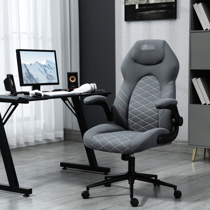 Chaise de bureau gris foncé, inclinable et réglable en hauteur, chaise avec structure de soutien