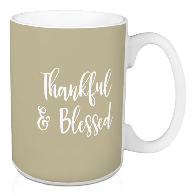 Grande tasse à café heureusement & béni Olivas