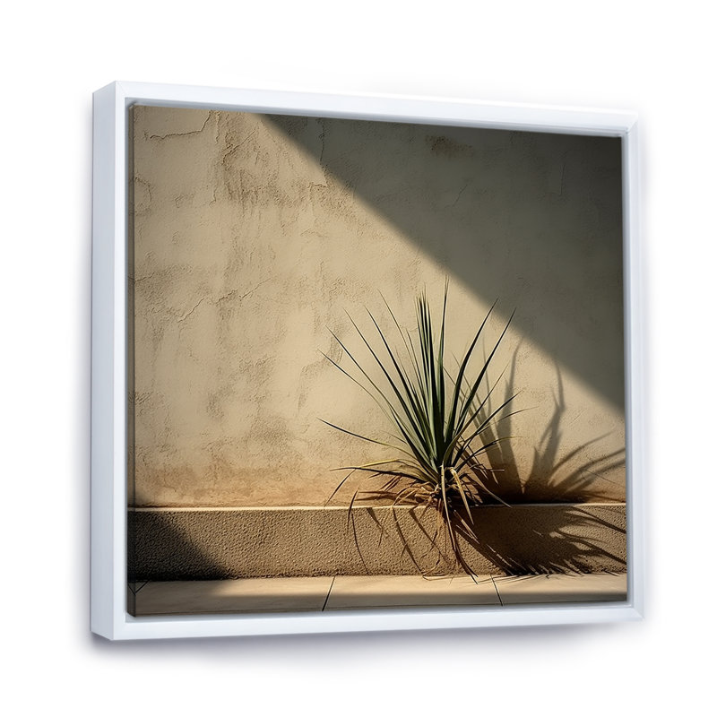 Plantes de minimalisme sur toile, H 24 po x l 24 po x P 1 po, Cadre flottant blanc