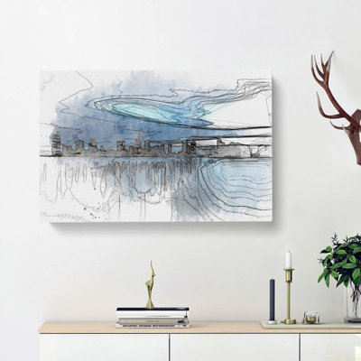 New Jersey Skyline In Abstract - Wrapped Canvas