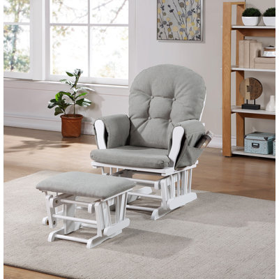 Fauteuil coulissant et repose-pieds en bois et tissu