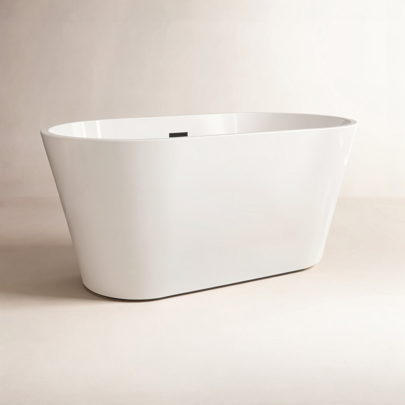 Iris 54" Freestanding Soaking Acrylic Bathtub, White/Matte Black