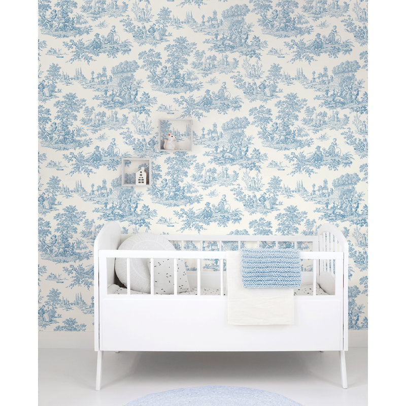 Spurling Peel & Stick Toile Roll, Blue