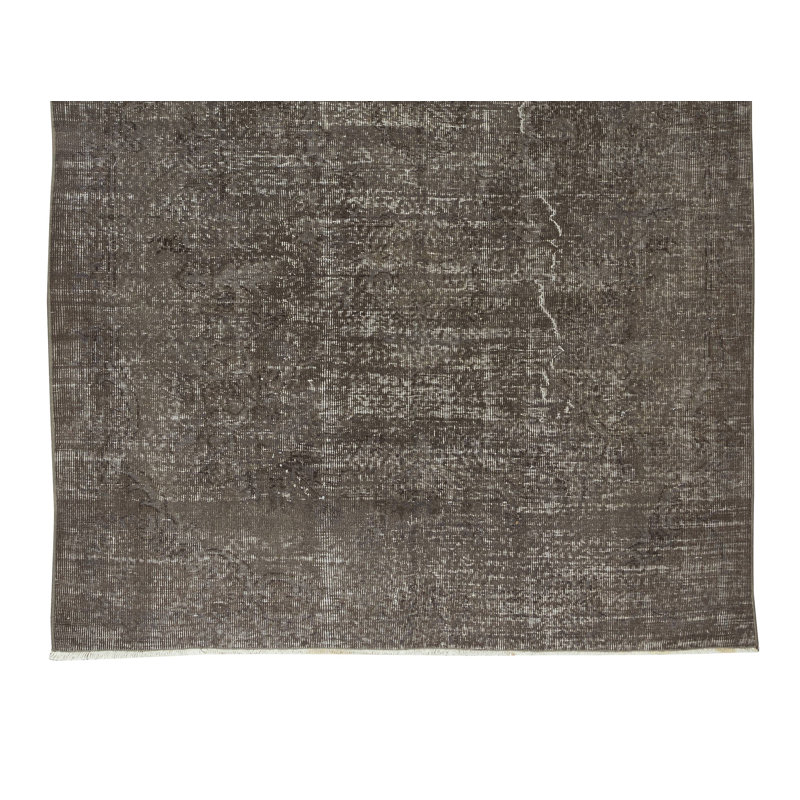 5.7x8.6 Ft Contemporary Turkish Area Rug Over-Dyed in Gray, Handmade Carpet