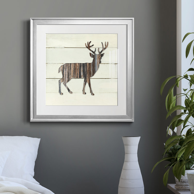 Woodland Deer - Cadre photo, reproduction d'art sur papier, H 22,5 po x l 22,5 po x P 1,5 po, Papier avec cadre argenté