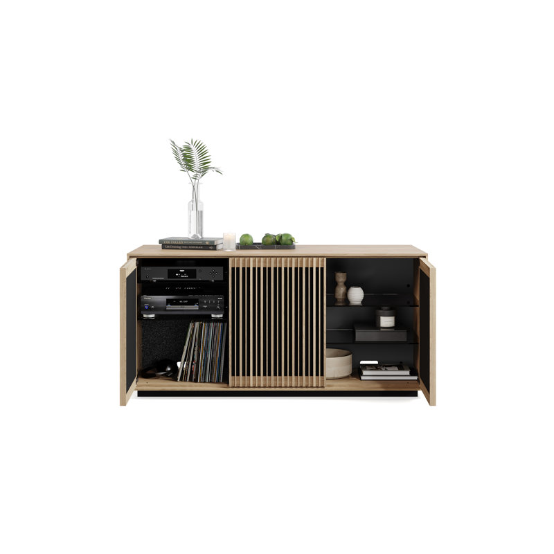 Profile 3-Door Media Storage Console, Washed Oak