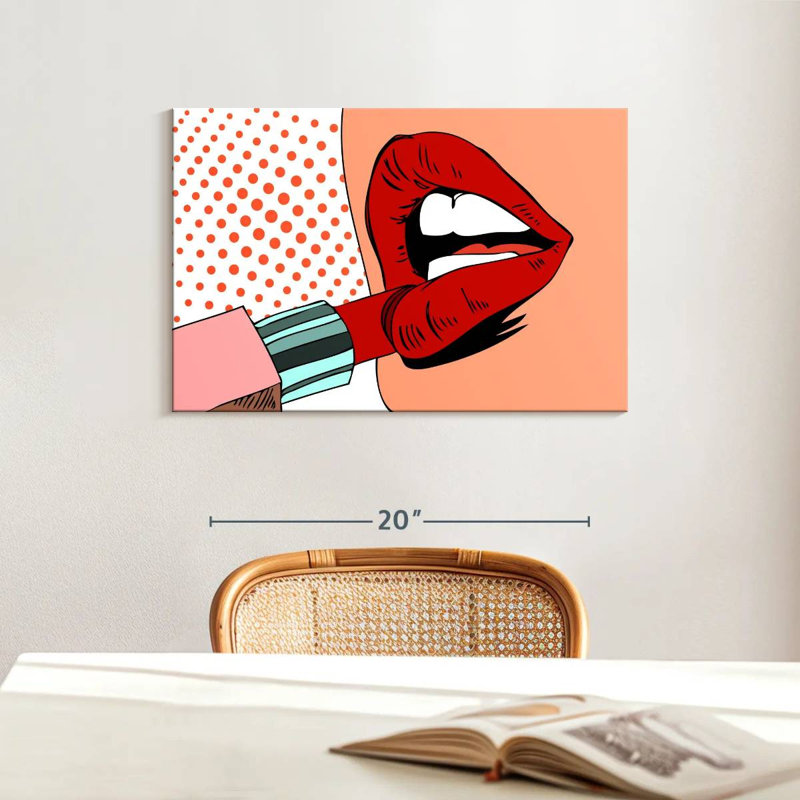 Shuttleworth Retro Pop Red Lips, 16" H x 24" W