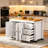 Rolling Kitchen Island with Extendable Drop-Leaf Dining Table, Built-In Power Station, Spice Rack & Adjustable-Shelf Storage Cabinet-1318675450
