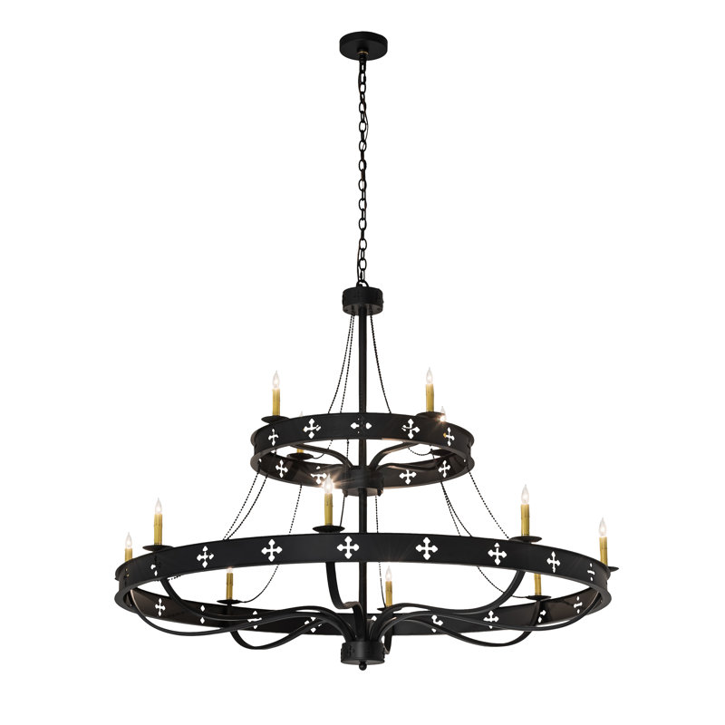 Byzantine 12 - Light Dimmable Wagon Wheel Chandelier