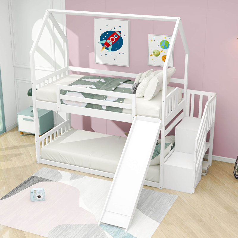 Loveday Kids Twin Over Twin Bunk Bed, White