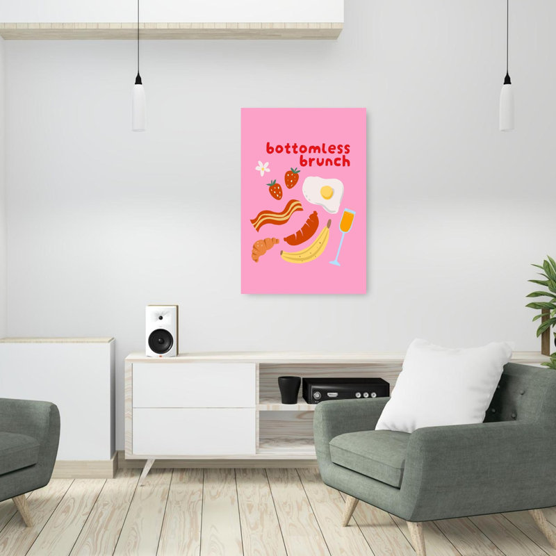 Bottomless Brunch Fun Contemporary Wall Art Print, 91.44cm H x 60.96cm W
