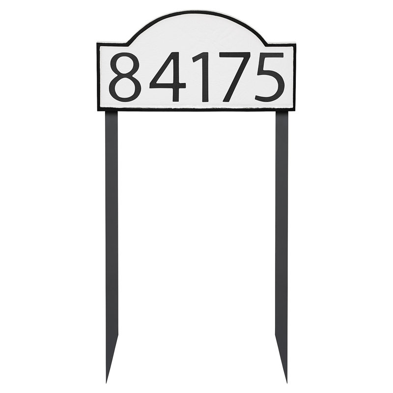 Plaque d'adresse pelouse douce 1 ligne, Blanc, Noir