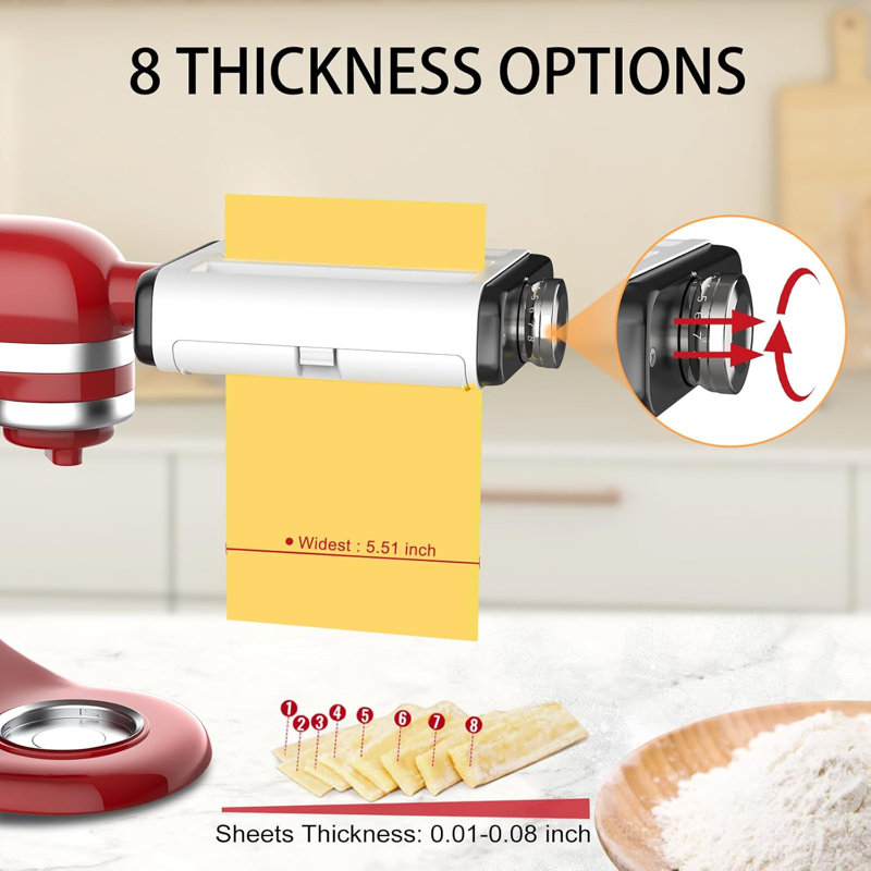 Pasta Maker Attachment for All Kitchenaid Mixers, Noodle Maker Kitchen Aid Mixer Accessories 3 In 1 Including Dough Roller Spaghetti Fettuccine Cutter - Homemade Fresh Pasta Easily