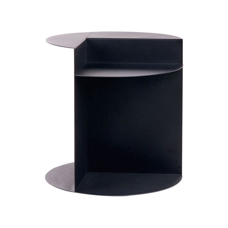 Metal Side Table with Storage, Black
