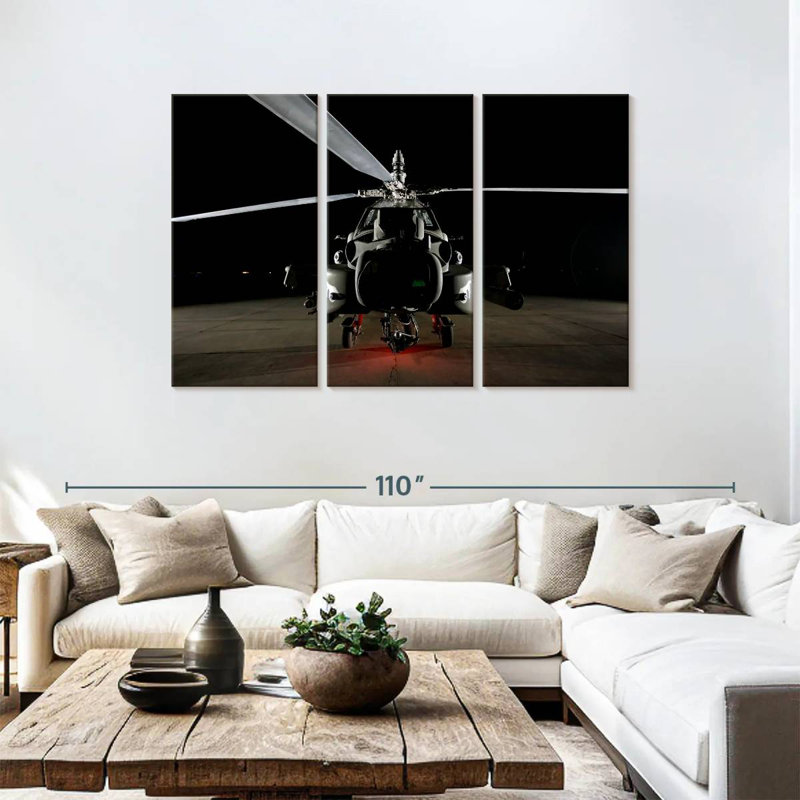 Mehar Apache Military Helicopter, 48" H x 74" W