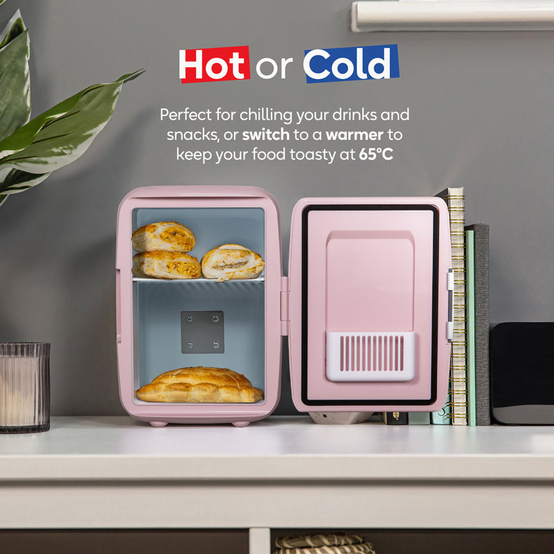 Russell Hobbs 4l Mini Compact Cooler For Drinks And Cosmetics, Retro Style,, Pink