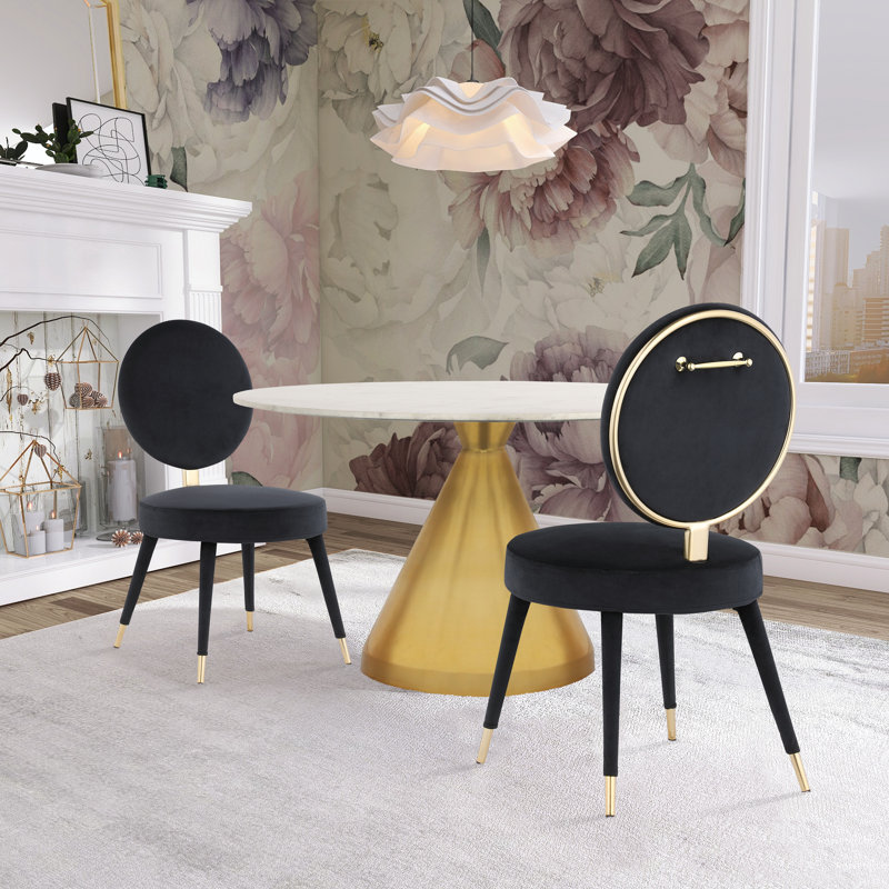 Sawiris 17.8'' H Velvet Upholstered Side Chair, Black Velvet