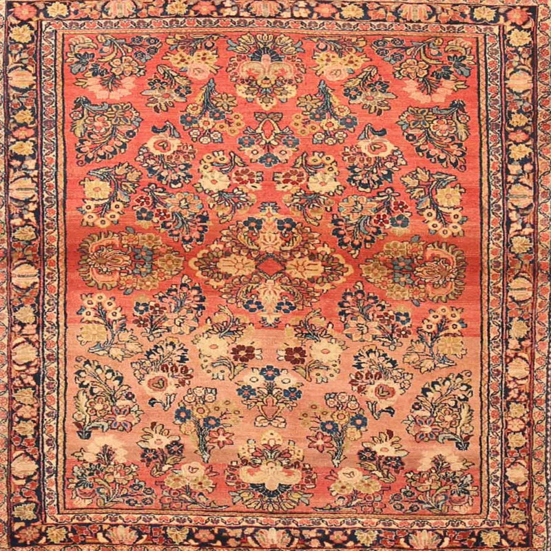 Tapis oriental orange / brun / bleu, Rond 8 pi