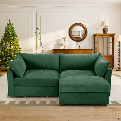 Canapé modulaire en chenille l 78,7 po Eleen, siège sous le panier de rangement, repose-pieds de rangement