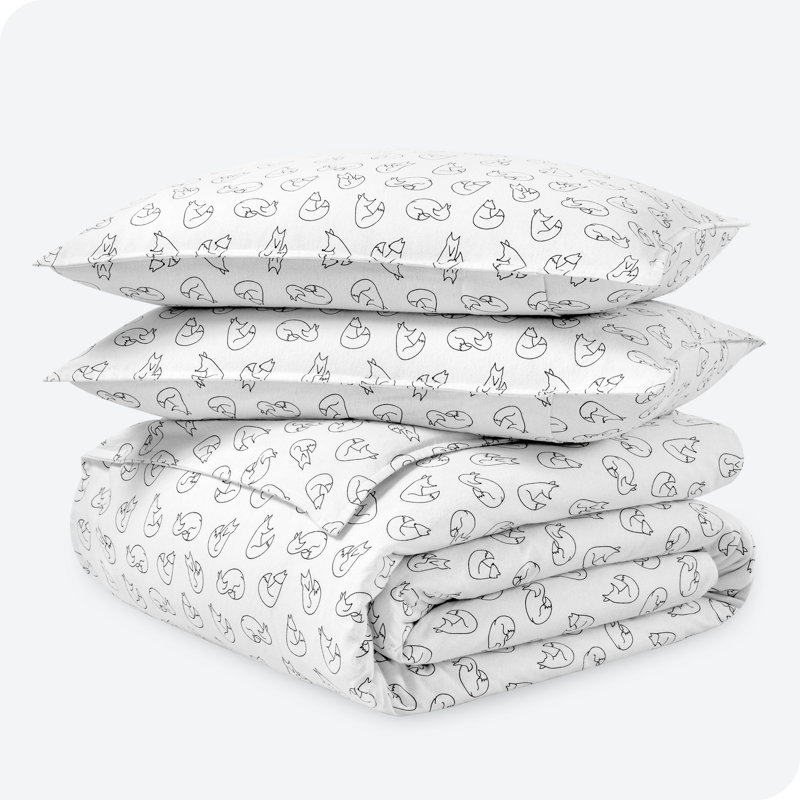 Flannel Duvet Cover and Sham Set, King Duvet Cover + 2 King Shams, Feelin' Foxy