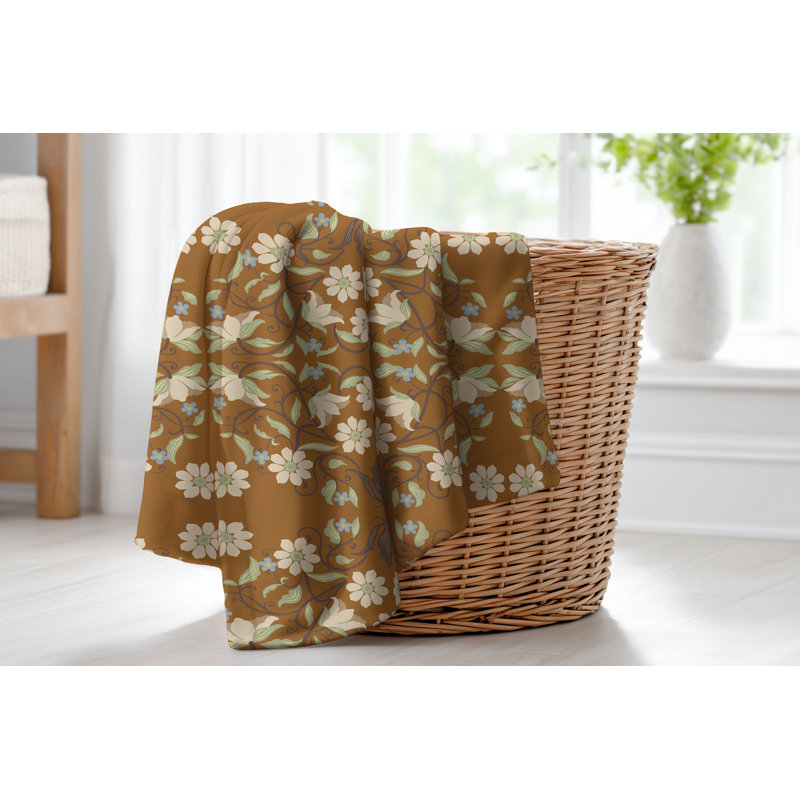 Couverture en velours de polaire Millie, L 60 po x l 50 po, Floral brun