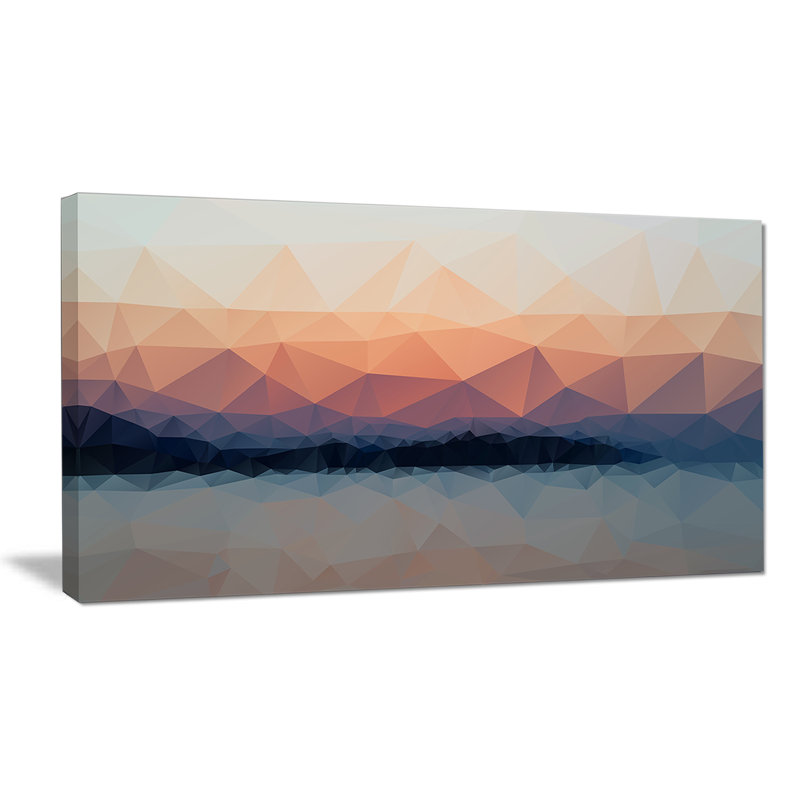 Sky Sea and Beach Abstract Vector View Graphic Art on Wrapped Canvas, 20" H x 40" W x 1" D