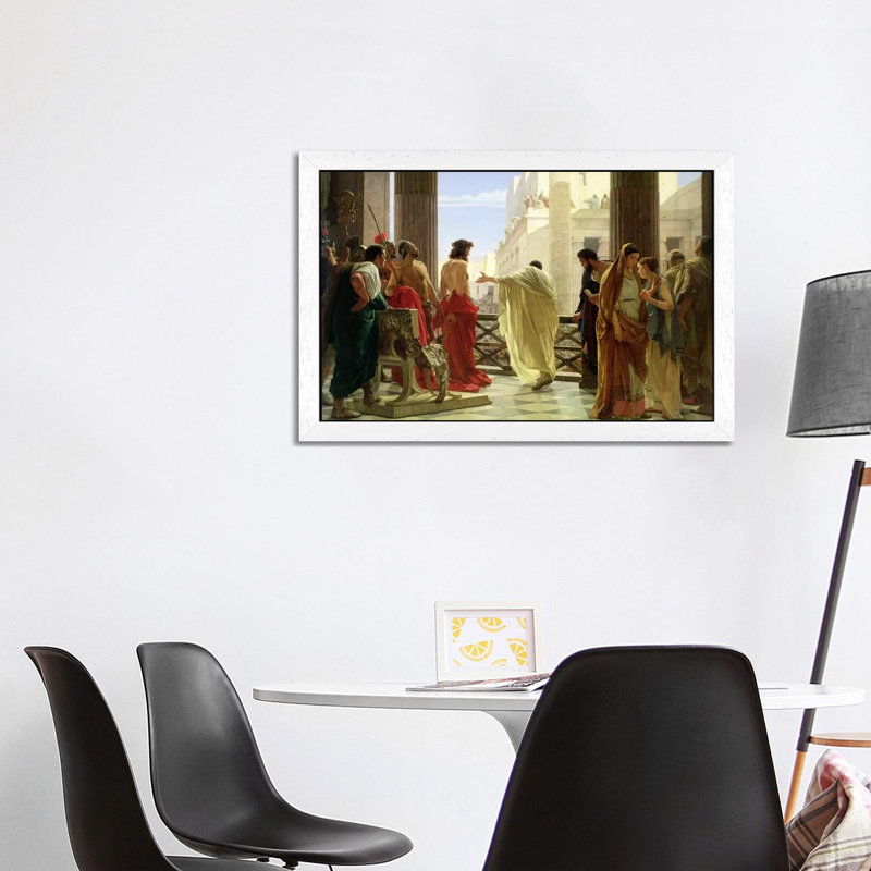 Ecce Homo by Antonio Ciseri - Wrapped Canvas Painting, White Framed, 152.5 cm H x 101.5 cm W