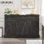 Buffet noir et brun: 2 tiroirs, 4 portes, fait, magnifique décoration en forme de X, armoire de rangement généreuse avec rangement: design élégant en X, espace généreux-1972301708